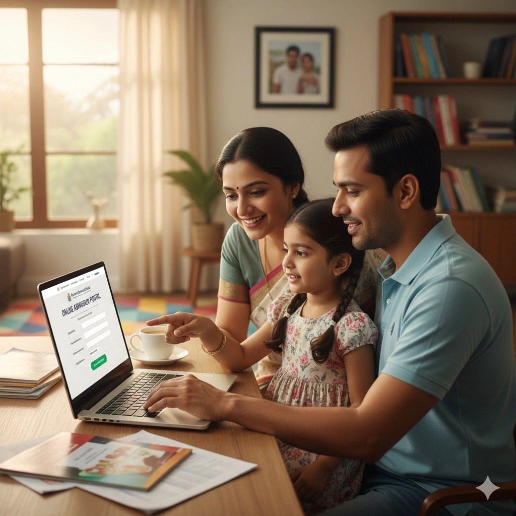 Online admission process on laptop