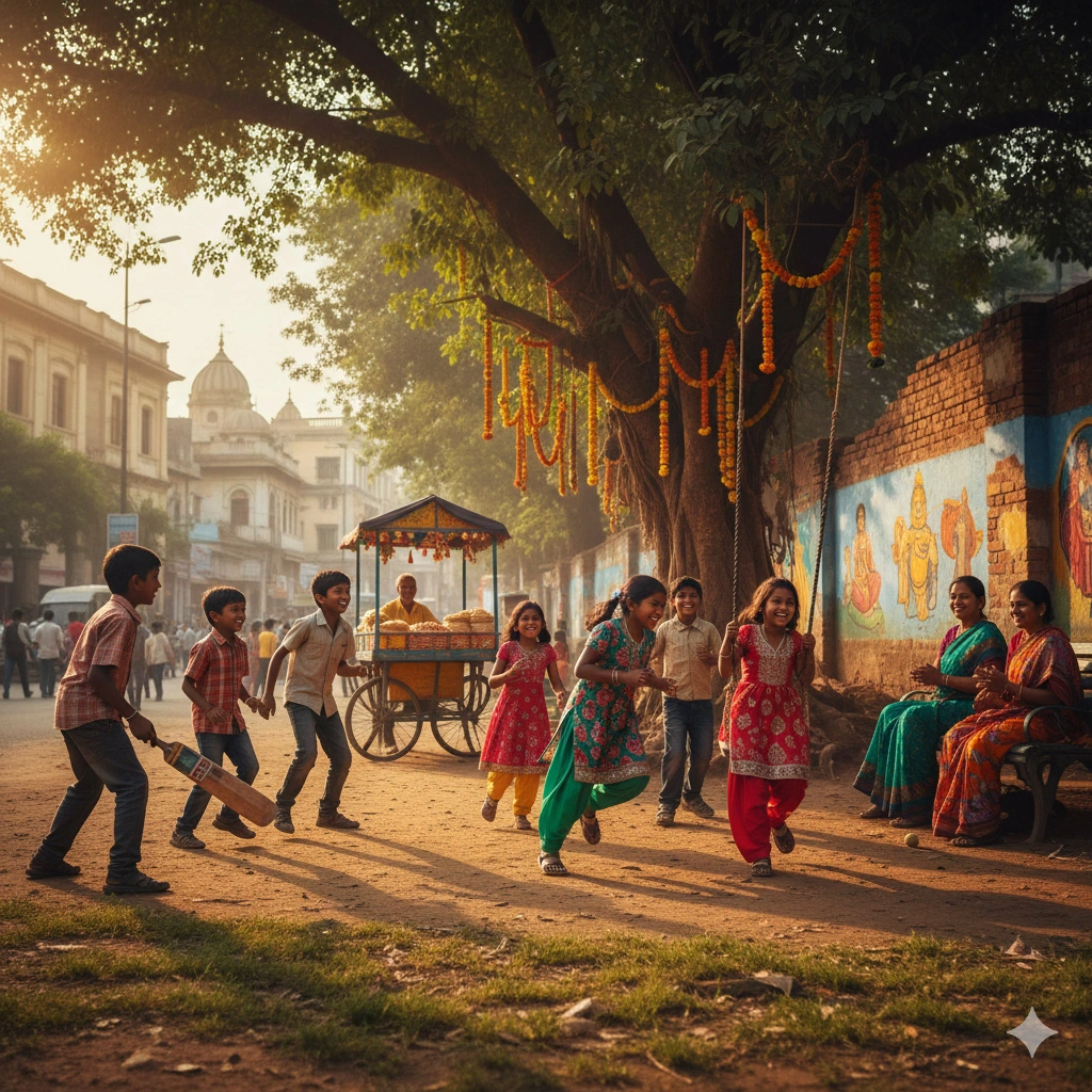 Diverse group of children playing together