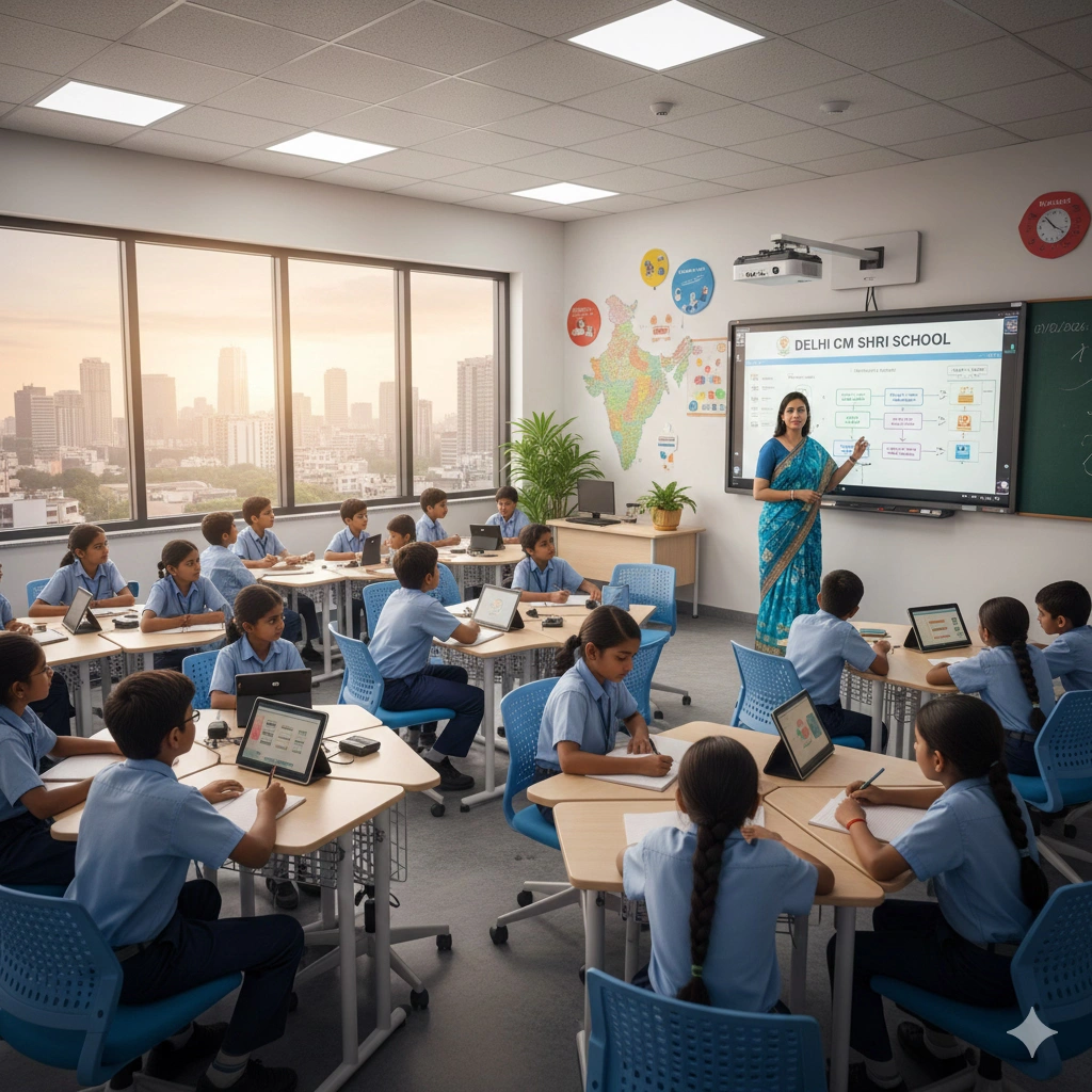Modern smart classroom in Delhi CM Shri School