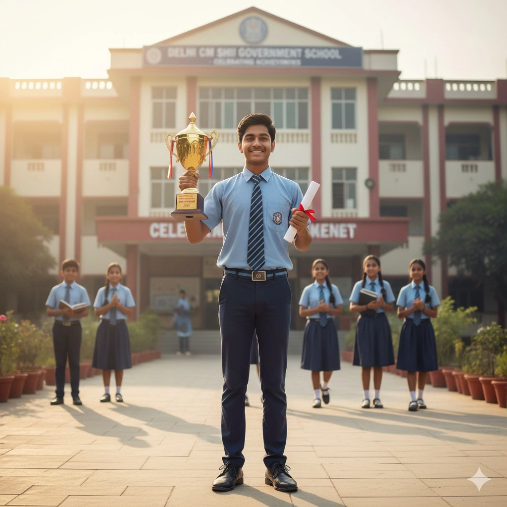 Successful student celebrating achievement