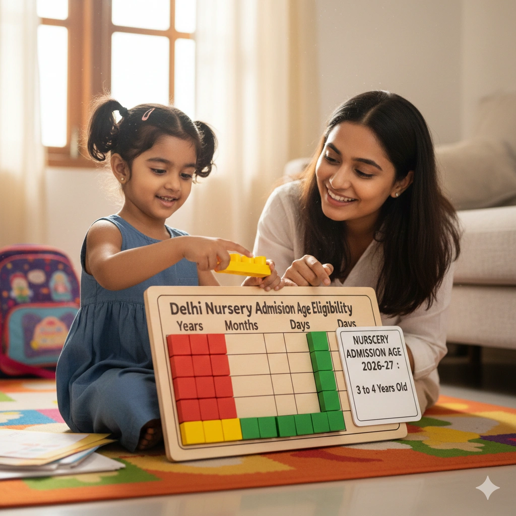 Child counting blocks representing school admission age