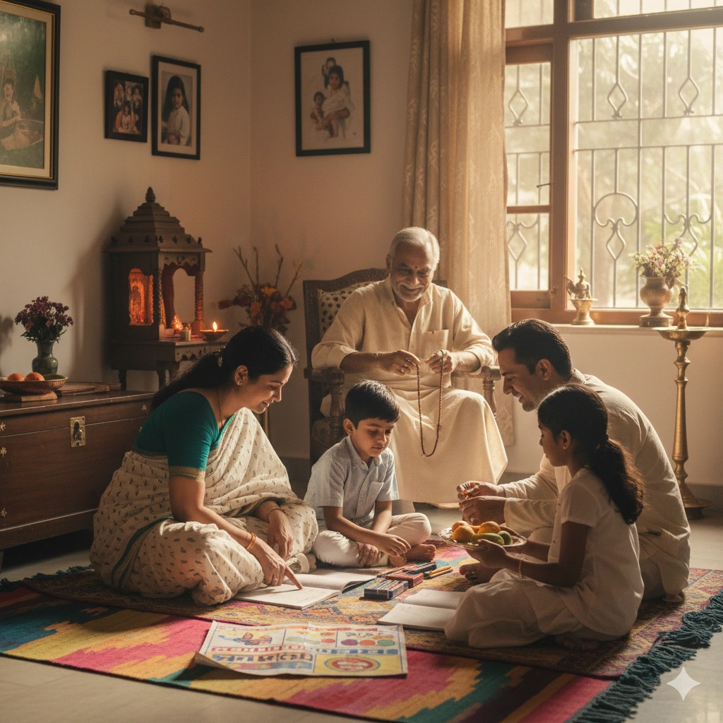 Parents teaching values to children through daily interactions
