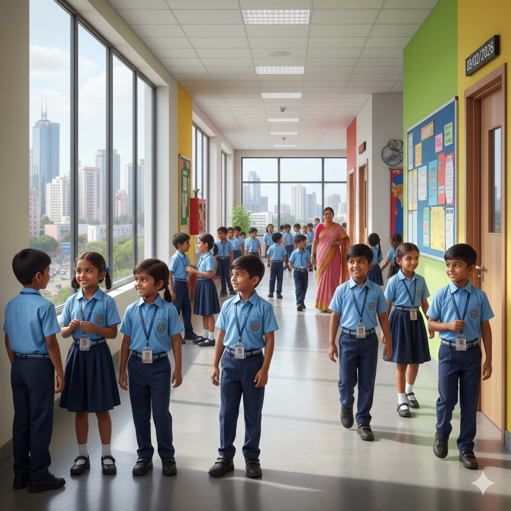 Diverse group of children in school