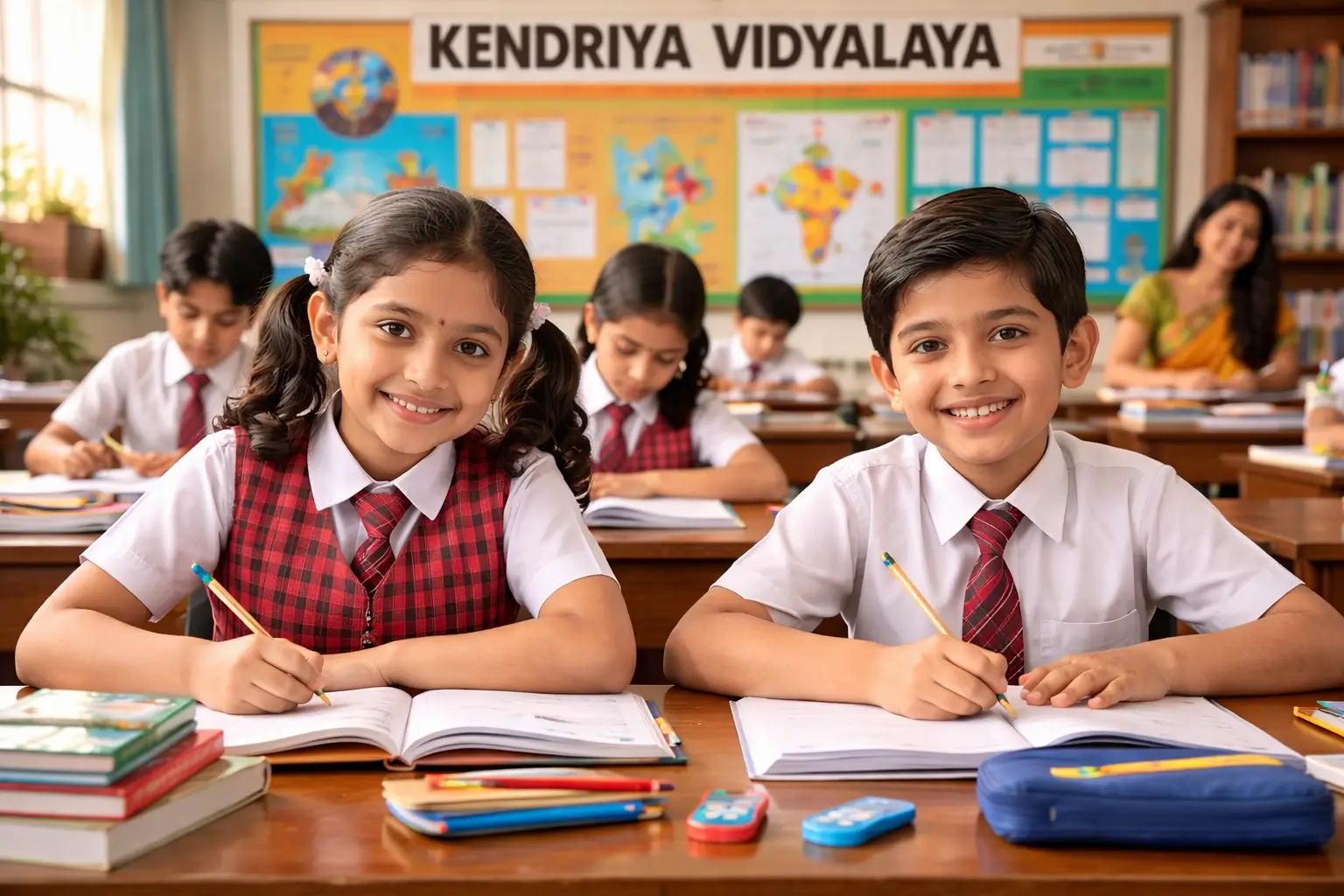 Children studying in Kendriya Vidyalaya CBSE school India quality education