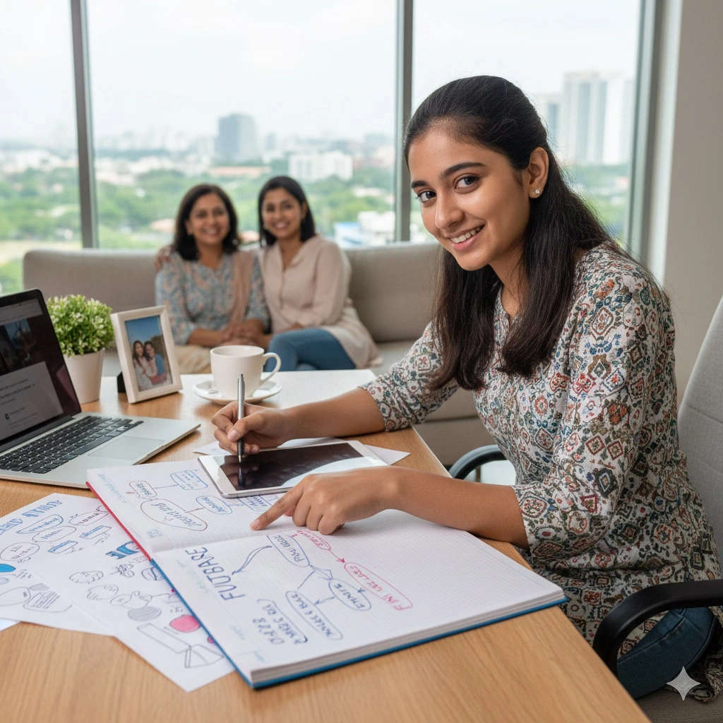 Confident teenager making independent choices and planning future