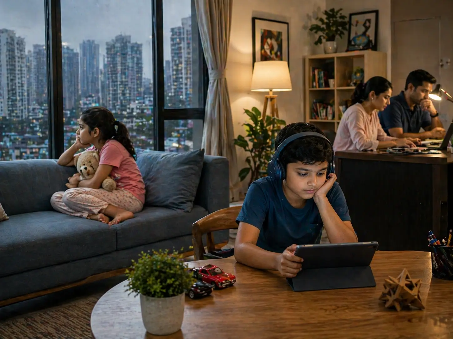 Children indoors due to urban constraints