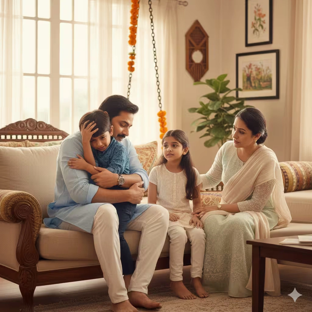 Indian parent validating child's emotions
