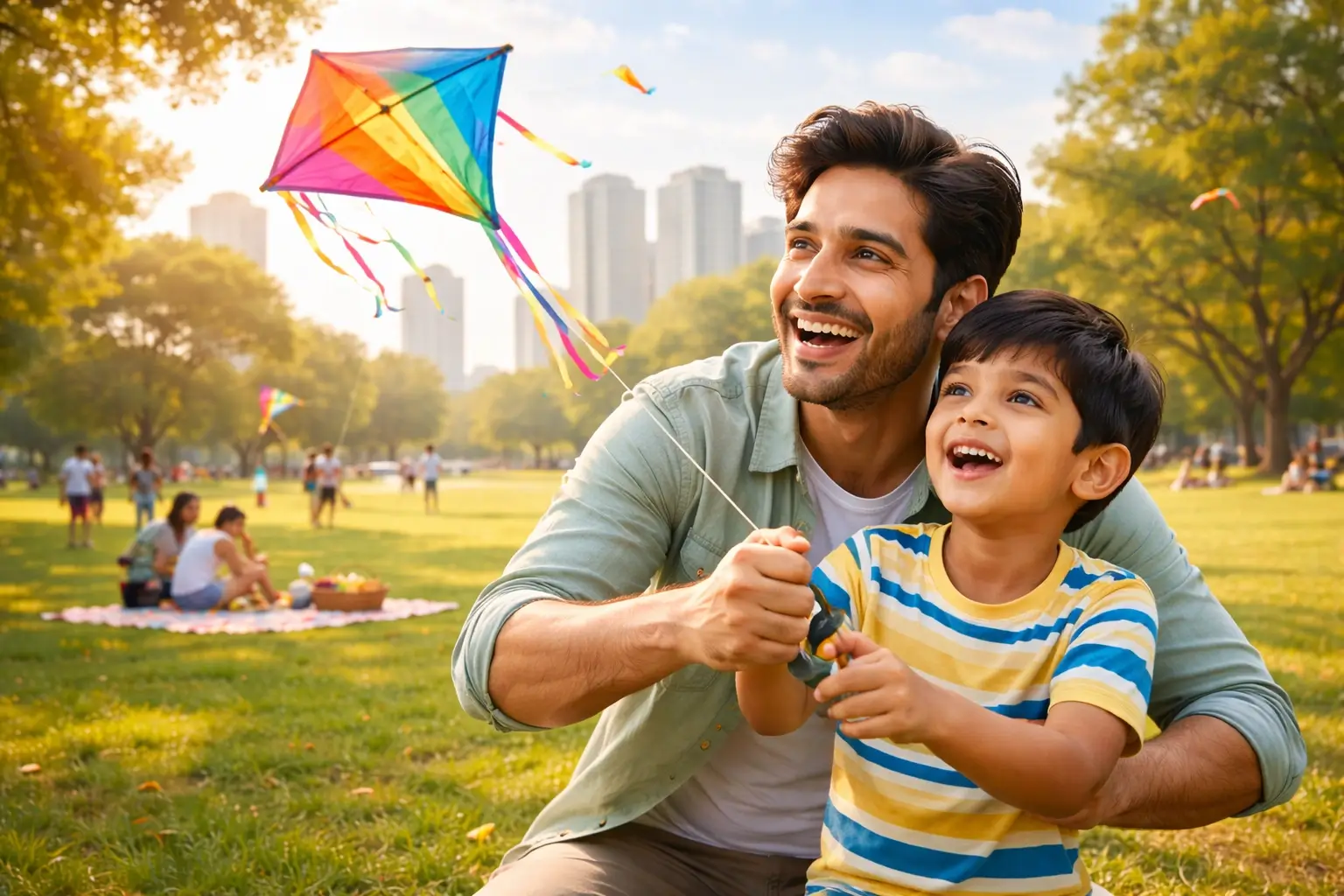 Parent and child engaging in an activity together