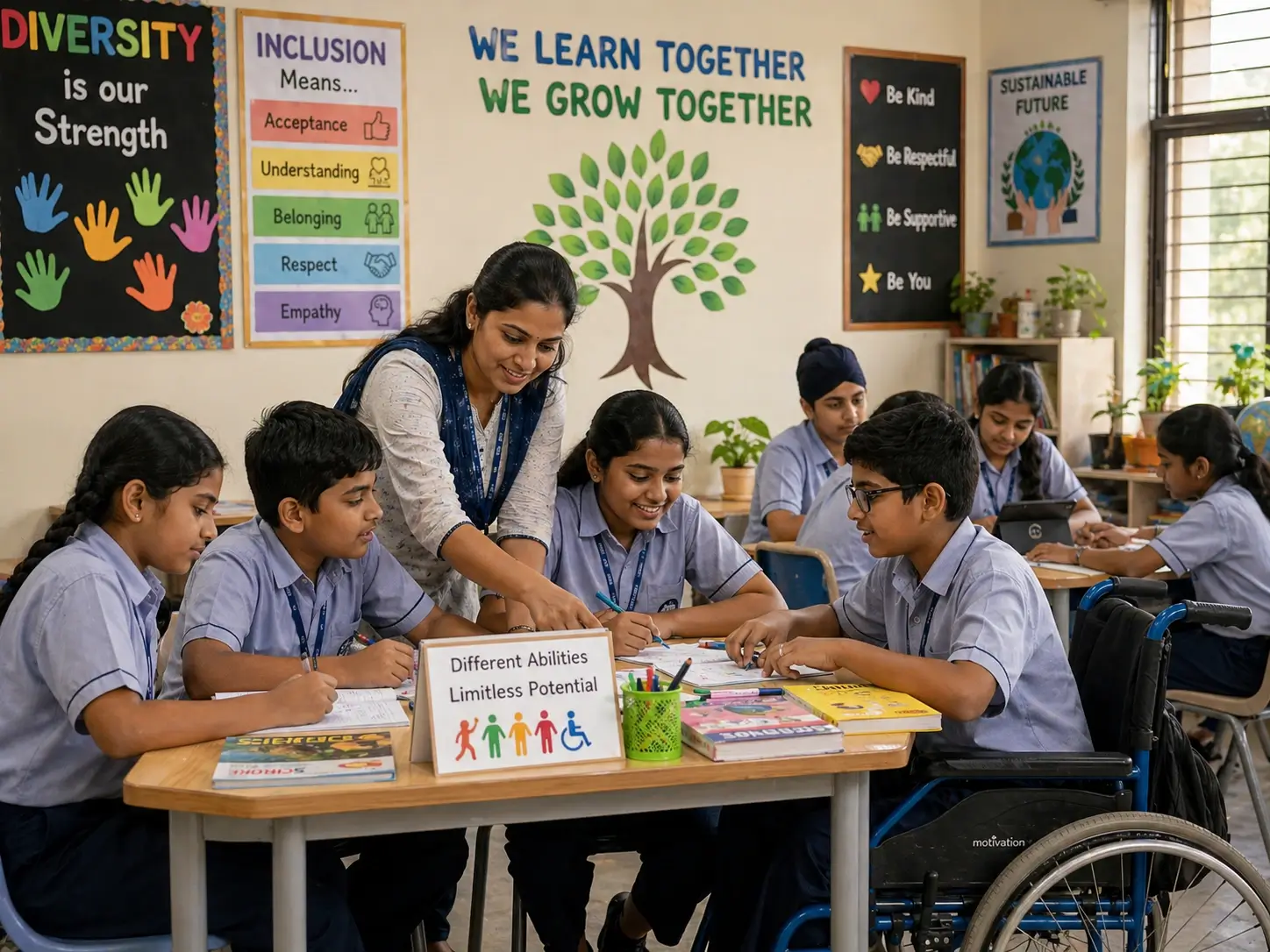 Diverse students learning in an inclusive environment